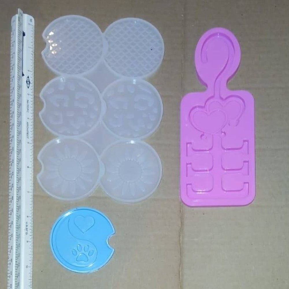 Silicone Resin Molds Set Car Coaster 6 Cavity Leopard Sunflower & Freshie Hanger
